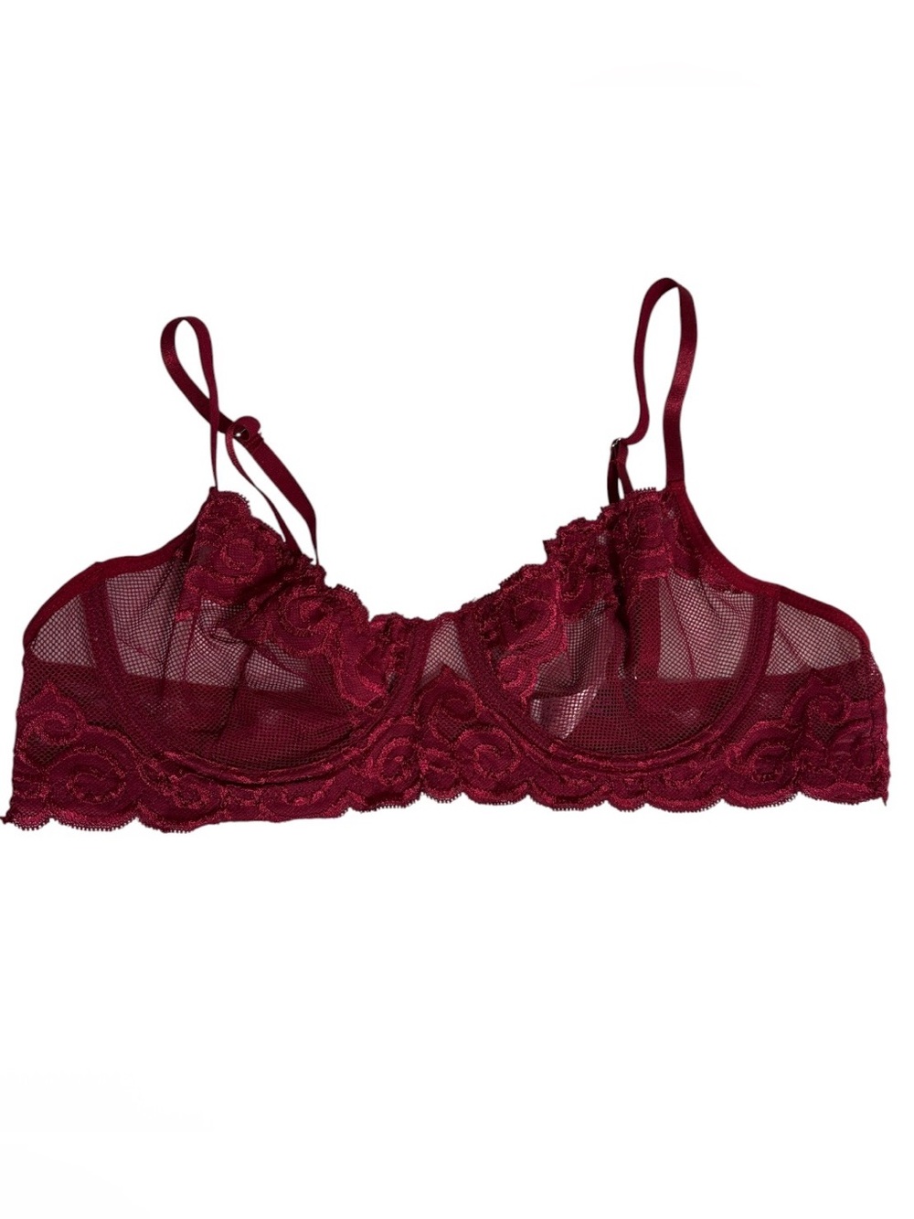 Avidlove red lace mesh sheer underwire bra size XL